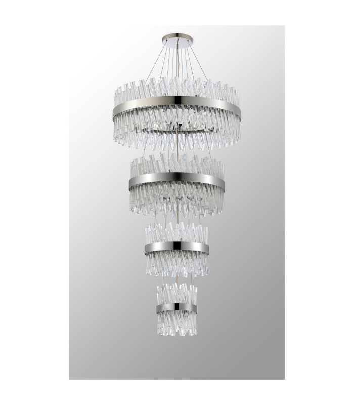 Lysander 4 Tier 25cm + 40cm + 60cm + 80cm Pendant 6 + 10 + 18 + 24 Light G9 Polished Nickel/Clear Item Weight: 56kg-11