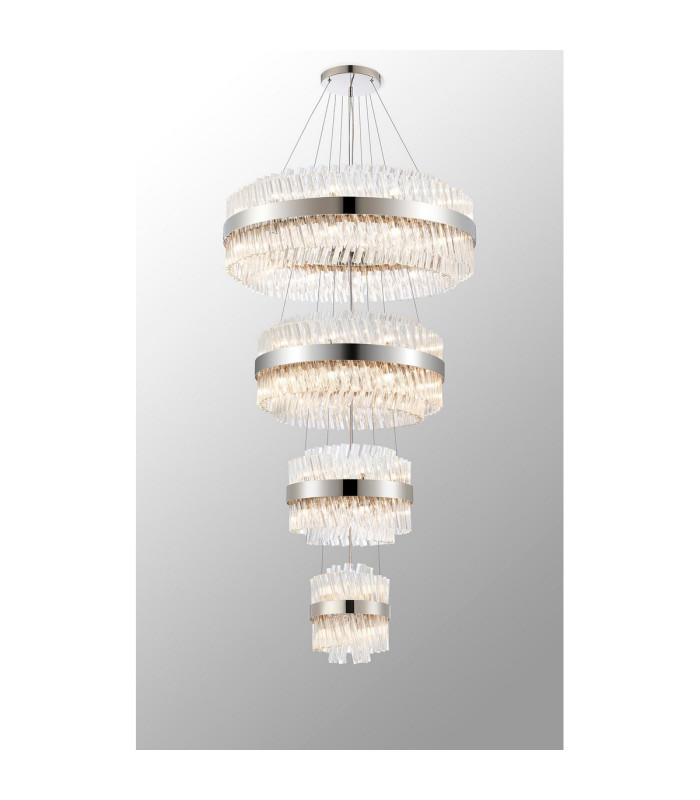 Lysander 4 Tier 25cm + 40cm + 60cm + 80cm Pendant 6 + 10 + 18 + 24 Light G9 Polished Nickel/Clear Item Weight: 56kg-12