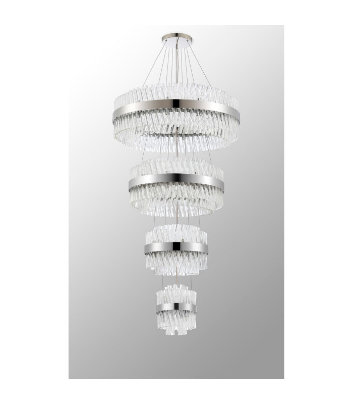 Lysander 4 Tier 25cm + 40cm + 60cm + 80cm Pendant 6 + 10 + 18 + 24 Light G9 Polished Nickel/Clear Item Weight: 56kg-13