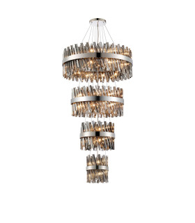Lysander 4 Tier 25cm + 40cm + 60cm + 80cm Pendant 6 + 10 + 18 + 24 Light G9 Polished Nickel/Smoke Item Weight: 56kg-1