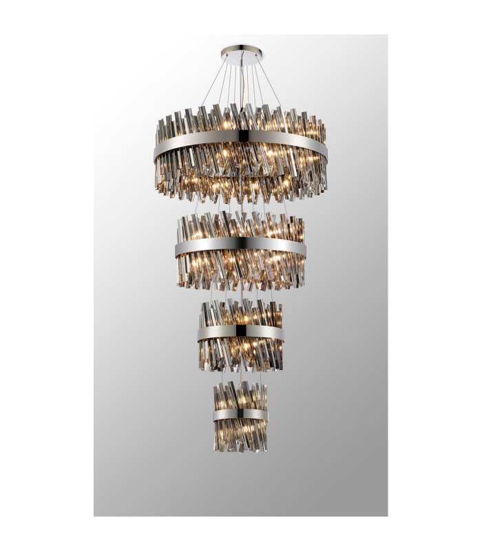 Lysander 4 Tier 25cm + 40cm + 60cm + 80cm Pendant 6 + 10 + 18 + 24 Light G9 Polished Nickel/Smoke Item Weight: 56kg-3