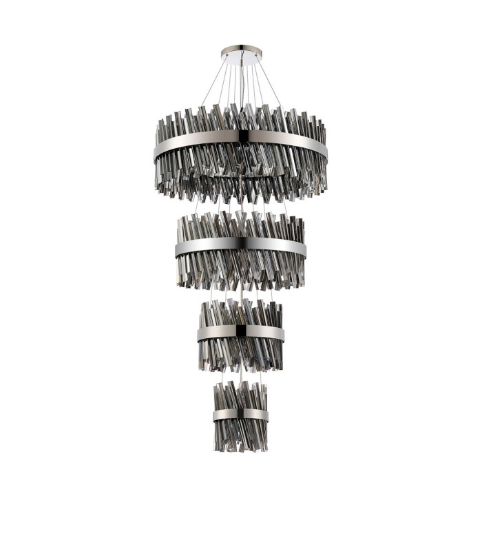 Lysander 4 Tier 25cm + 40cm + 60cm + 80cm Pendant 6 + 10 + 18 + 24 Light G9 Polished Nickel/Smoke Item Weight: 56kg-4