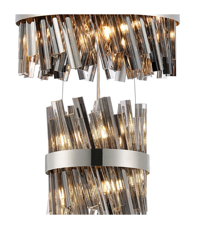 Lysander 4 Tier 25cm + 40cm + 60cm + 80cm Pendant 6 + 10 + 18 + 24 Light G9 Polished Nickel/Smoke Item Weight: 56kg-6