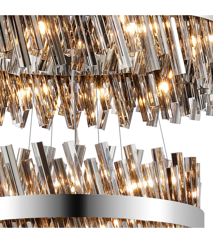 Lysander 4 Tier 25cm + 40cm + 60cm + 80cm Pendant 6 + 10 + 18 + 24 Light G9 Polished Nickel/Smoke Item Weight: 56kg-8