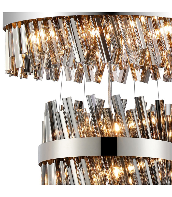 Lysander 4 Tier 25cm + 40cm + 60cm + 80cm Pendant 6 + 10 + 18 + 24 Light G9 Polished Nickel/Smoke Item Weight: 56kg-9