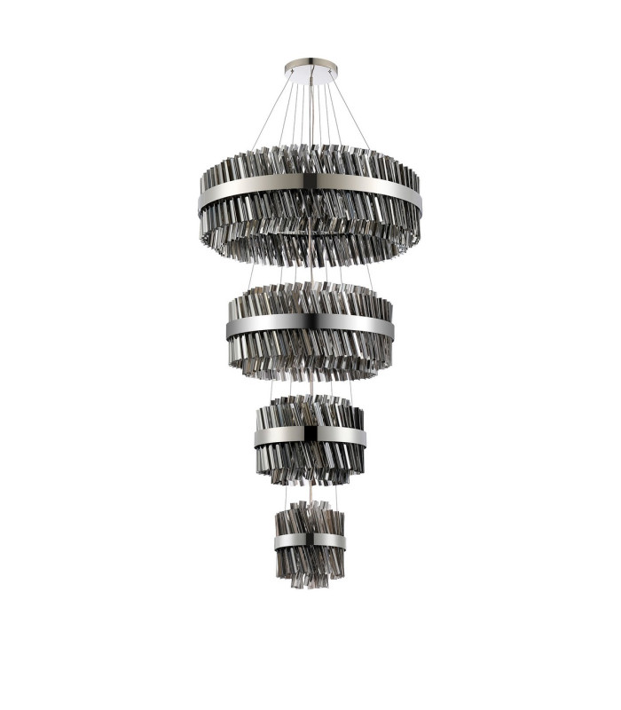 Lysander 4 Tier 25cm + 40cm + 60cm + 80cm Pendant 6 + 10 + 18 + 24 Light G9 Polished Nickel/Smoke Item Weight: 56kg-10
