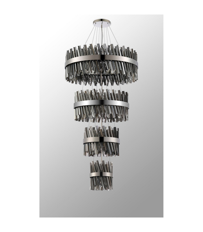 Lysander 4 Tier 25cm + 40cm + 60cm + 80cm Pendant 6 + 10 + 18 + 24 Light G9 Polished Nickel/Smoke Item Weight: 56kg-11