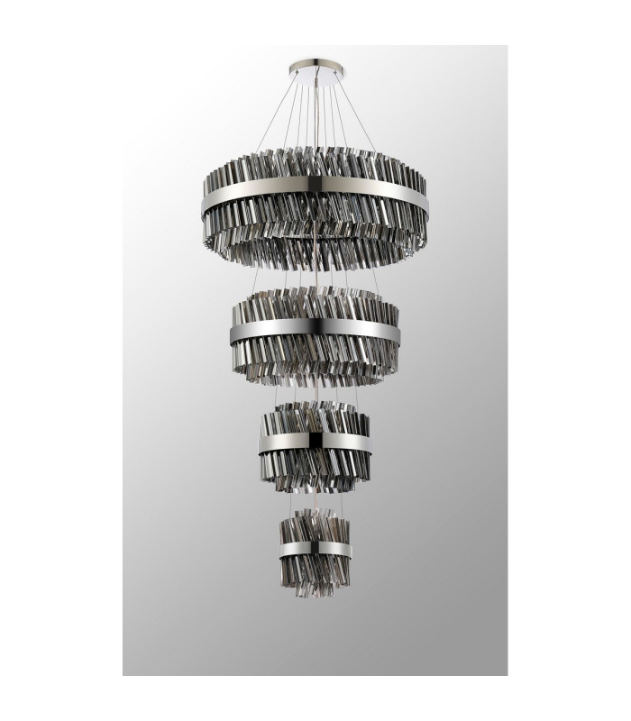 Lysander 4 Tier 25cm + 40cm + 60cm + 80cm Pendant 6 + 10 + 18 + 24 Light G9 Polished Nickel/Smoke Item Weight: 56kg-13