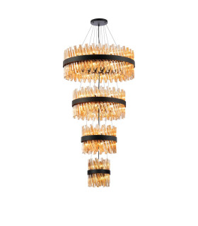 Lysander 4 Tier 25cm + 40cm + 60cm + 80cm Pendant 6 + 10 + 18 + 24 Light G9 Satin Black/Amber Item Weight: 56kg-1