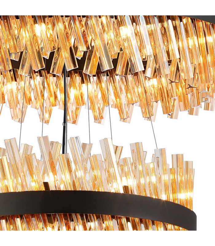 Lysander 4 Tier 25cm + 40cm + 60cm + 80cm Pendant 6 + 10 + 18 + 24 Light G9 Satin Black/Amber Item Weight: 56kg-8
