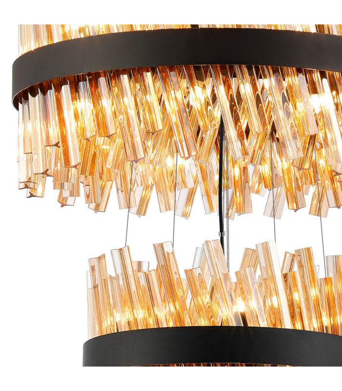 Lysander 4 Tier 25cm + 40cm + 60cm + 80cm Pendant 6 + 10 + 18 + 24 Light G9 Satin Black/Amber Item Weight: 56kg-9