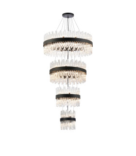 Lysander 4 Tier 25cm + 40cm + 60cm + 80cm Pendant 6 + 10 + 18 + 24 Light G9 Satin Black/Clear Item Weight: 56kg-1