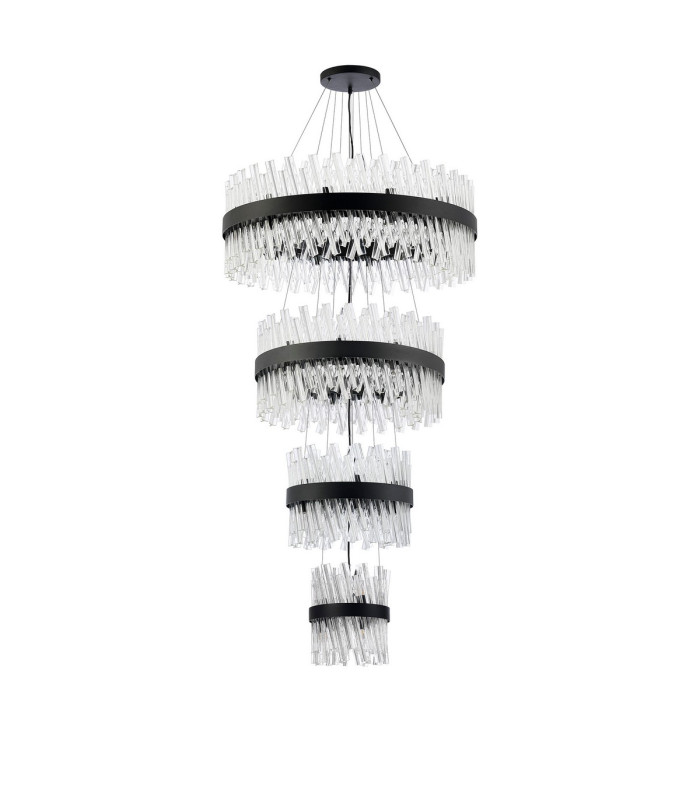 Lysander 4 Tier 25cm + 40cm + 60cm + 80cm Pendant 6 + 10 + 18 + 24 Light G9 Satin Black/Clear Item Weight: 56kg-4