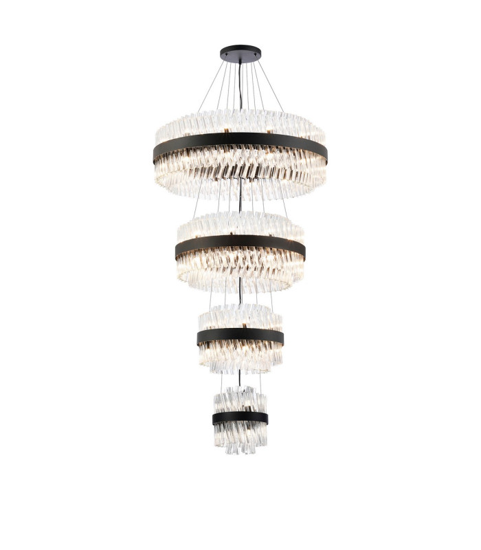 Lysander 4 Tier 25cm + 40cm + 60cm + 80cm Pendant 6 + 10 + 18 + 24 Light G9 Satin Black/Clear Item Weight: 56kg-5