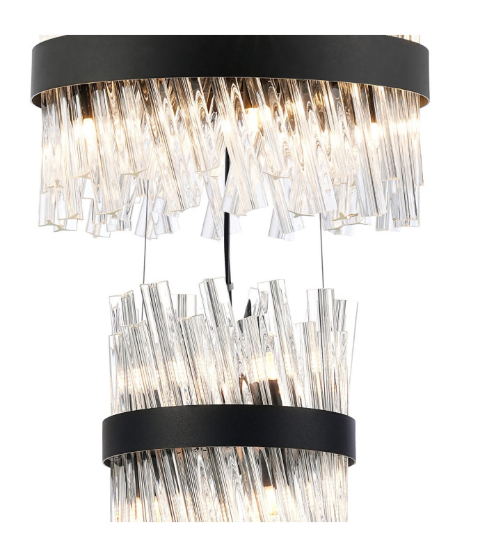 Lysander 4 Tier 25cm + 40cm + 60cm + 80cm Pendant 6 + 10 + 18 + 24 Light G9 Satin Black/Clear Item Weight: 56kg-6