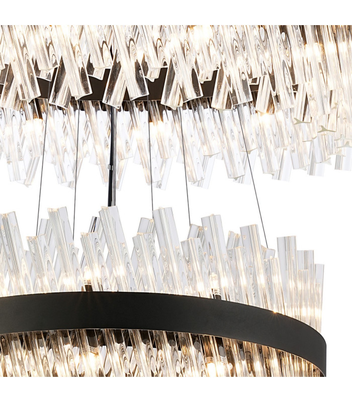 Lysander 4 Tier 25cm + 40cm + 60cm + 80cm Pendant 6 + 10 + 18 + 24 Light G9 Satin Black/Clear Item Weight: 56kg-8