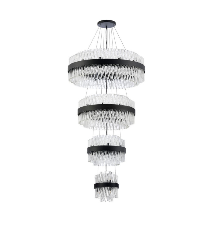 Lysander 4 Tier 25cm + 40cm + 60cm + 80cm Pendant 6 + 10 + 18 + 24 Light G9 Satin Black/Clear Item Weight: 56kg-10