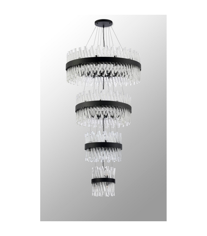 Lysander 4 Tier 25cm + 40cm + 60cm + 80cm Pendant 6 + 10 + 18 + 24 Light G9 Satin Black/Clear Item Weight: 56kg-11