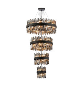 Lysander 4 Tier 25cm + 40cm + 60cm + 80cm Pendant 6 + 10 + 18 + 24 Light G9 Satin Black/Smoke Item Weight: 56kg-1