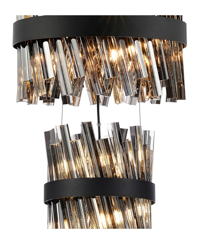 Lysander 4 Tier 25cm + 40cm + 60cm + 80cm Pendant 6 + 10 + 18 + 24 Light G9 Satin Black/Smoke Item Weight: 56kg-6