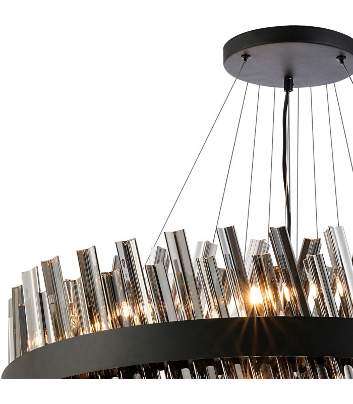 Lysander 4 Tier 25cm + 40cm + 60cm + 80cm Pendant 6 + 10 + 18 + 24 Light G9 Satin Black/Smoke Item Weight: 56kg-7