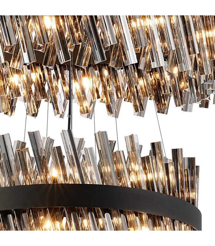 Lysander 4 Tier 25cm + 40cm + 60cm + 80cm Pendant 6 + 10 + 18 + 24 Light G9 Satin Black/Smoke Item Weight: 56kg-8