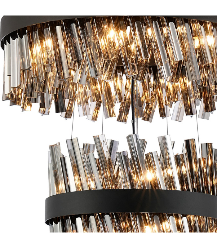 Lysander 4 Tier 25cm + 40cm + 60cm + 80cm Pendant 6 + 10 + 18 + 24 Light G9 Satin Black/Smoke Item Weight: 56kg-9