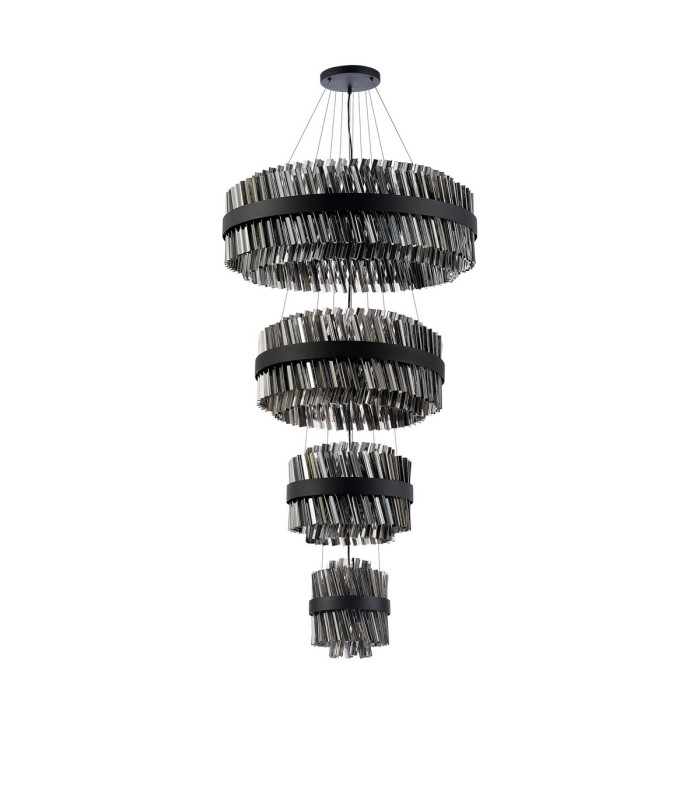 Lysander 4 Tier 25cm + 40cm + 60cm + 80cm Pendant 6 + 10 + 18 + 24 Light G9 Satin Black/Smoke Item Weight: 56kg-10