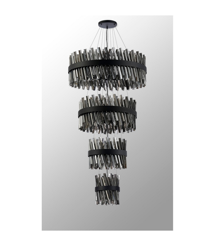 Lysander 4 Tier 25cm + 40cm + 60cm + 80cm Pendant 6 + 10 + 18 + 24 Light G9 Satin Black/Smoke Item Weight: 56kg-11