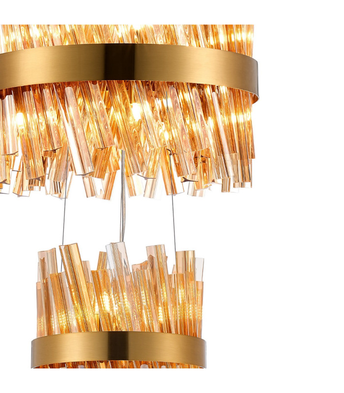 Lysander 3 Tier 25cm + 40cm + 60cm Pendant 6 + 10 + 18 Light G9 Brass/Amber Item Weight: 34kg-6