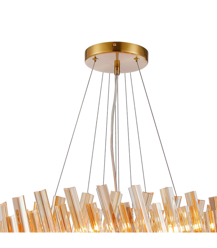 Lysander 3 Tier 25cm + 40cm + 60cm Pendant 6 + 10 + 18 Light G9 Brass/Amber Item Weight: 34kg-7