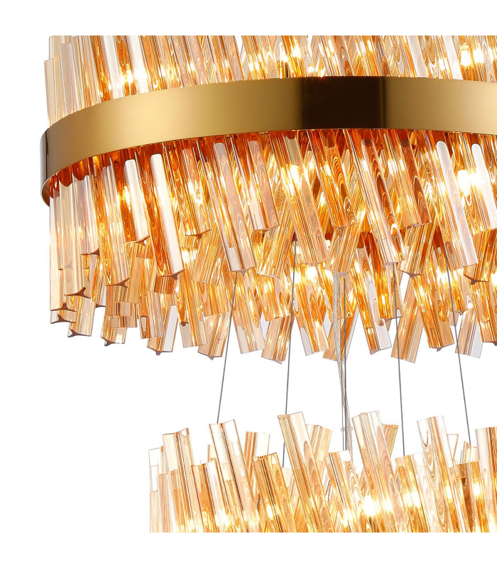Lysander 3 Tier 25cm + 40cm + 60cm Pendant 6 + 10 + 18 Light G9 Brass/Amber Item Weight: 34kg-8