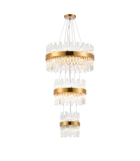 Lysander 3 Tier 25cm + 40cm + 60cm Pendant 6 + 10 + 18 Light G9 Brass/Clear Item Weight: 34kg-1