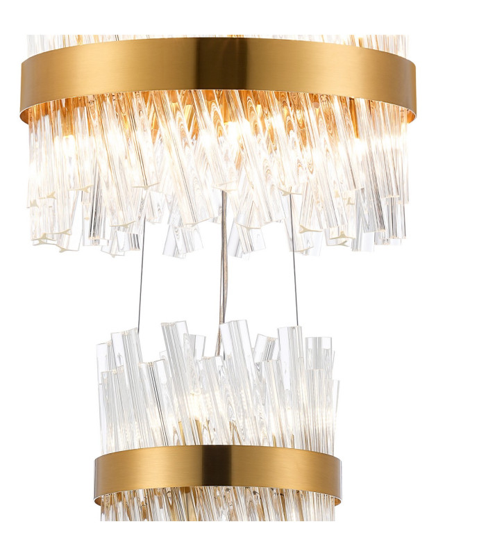 Lysander 3 Tier 25cm + 40cm + 60cm Pendant 6 + 10 + 18 Light G9 Brass/Clear Item Weight: 34kg-6