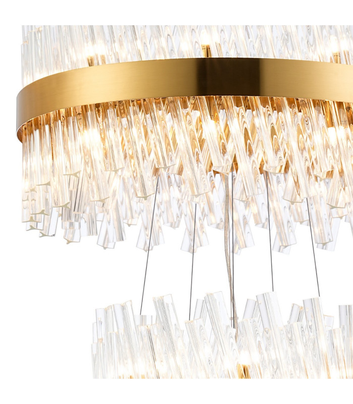 Lysander 3 Tier 25cm + 40cm + 60cm Pendant 6 + 10 + 18 Light G9 Brass/Clear Item Weight: 34kg-8