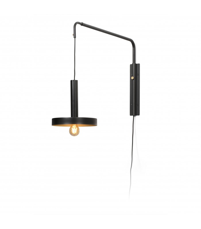 Wall Light Extendable Black, Satin Gold 1x E27 - 1