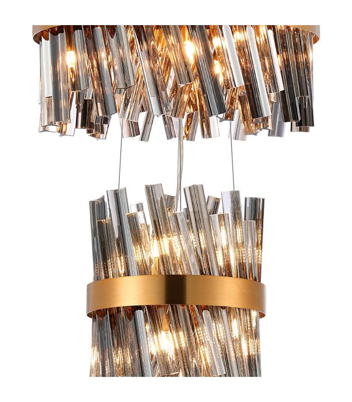 Lysander 3 Tier 25cm + 40cm + 60cm Pendant 6 + 10 + 18 Light G9 Brass/Smoke Item Weight: 34kg-6