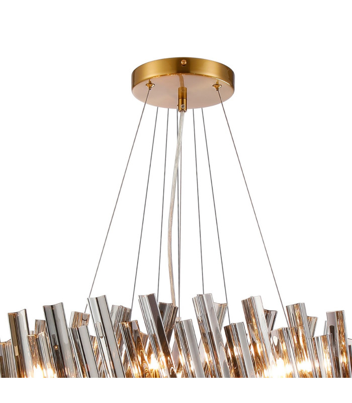 Lysander 3 Tier 25cm + 40cm + 60cm Pendant 6 + 10 + 18 Light G9 Brass/Smoke Item Weight: 34kg-7