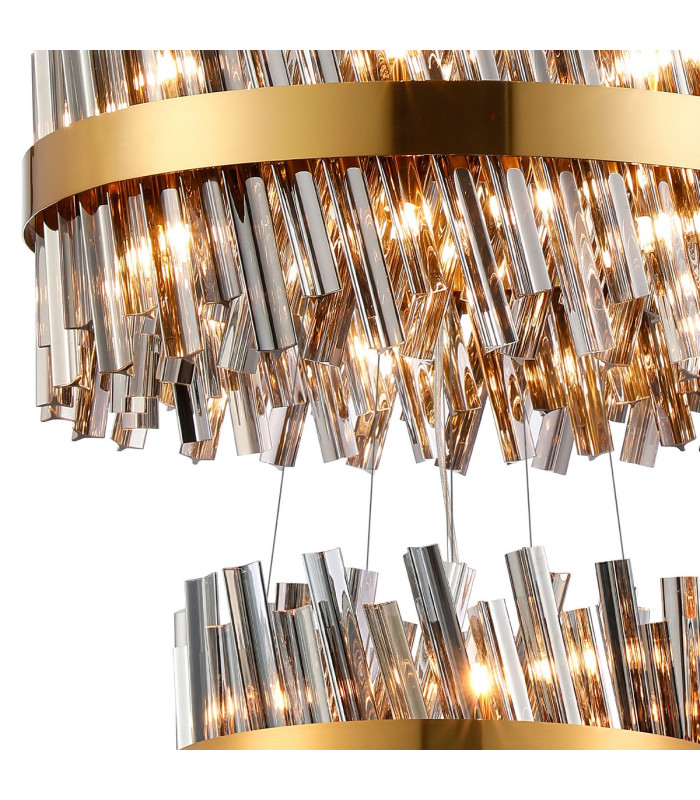 Lysander 3 Tier 25cm + 40cm + 60cm Pendant 6 + 10 + 18 Light G9 Brass/Smoke Item Weight: 34kg-8