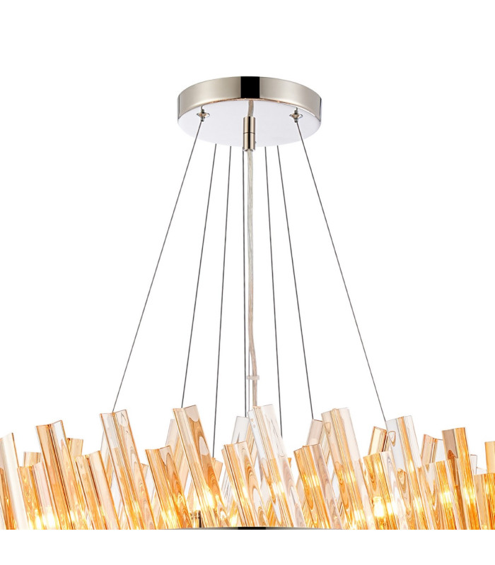 Lysander 3 Tier 25cm + 40cm + 60cm Pendant 6 + 10 + 18 Light G9 Polished Nickel/Amber Item Weight: 34kg-7