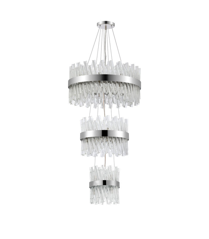 Lysander 3 Tier 25cm + 40cm + 60cm Pendant 6 + 10 + 18 Light G9 Polished Nickel/Clear Item Weight: 34kg-4