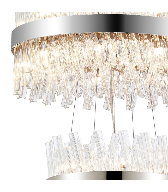 Lysander 3 Tier 25cm + 40cm + 60cm Pendant 6 + 10 + 18 Light G9 Polished Nickel/Clear Item Weight: 34kg-8
