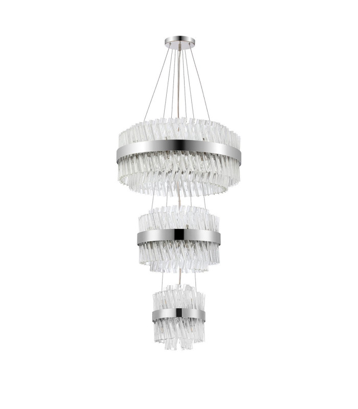 Lysander 3 Tier 25cm + 40cm + 60cm Pendant 6 + 10 + 18 Light G9 Polished Nickel/Clear Item Weight: 34kg-9