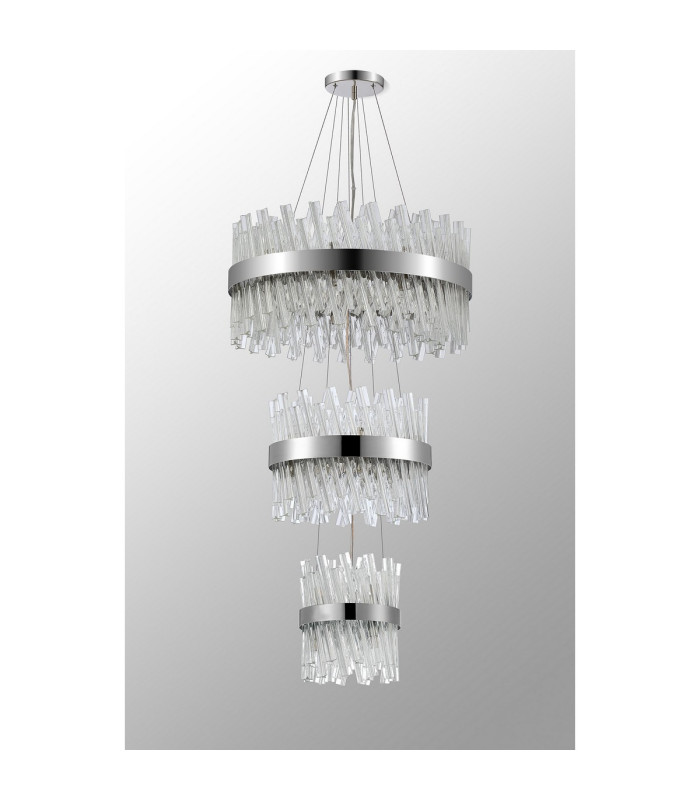 Lysander 3 Tier 25cm + 40cm + 60cm Pendant 6 + 10 + 18 Light G9 Polished Nickel/Clear Item Weight: 34kg-10