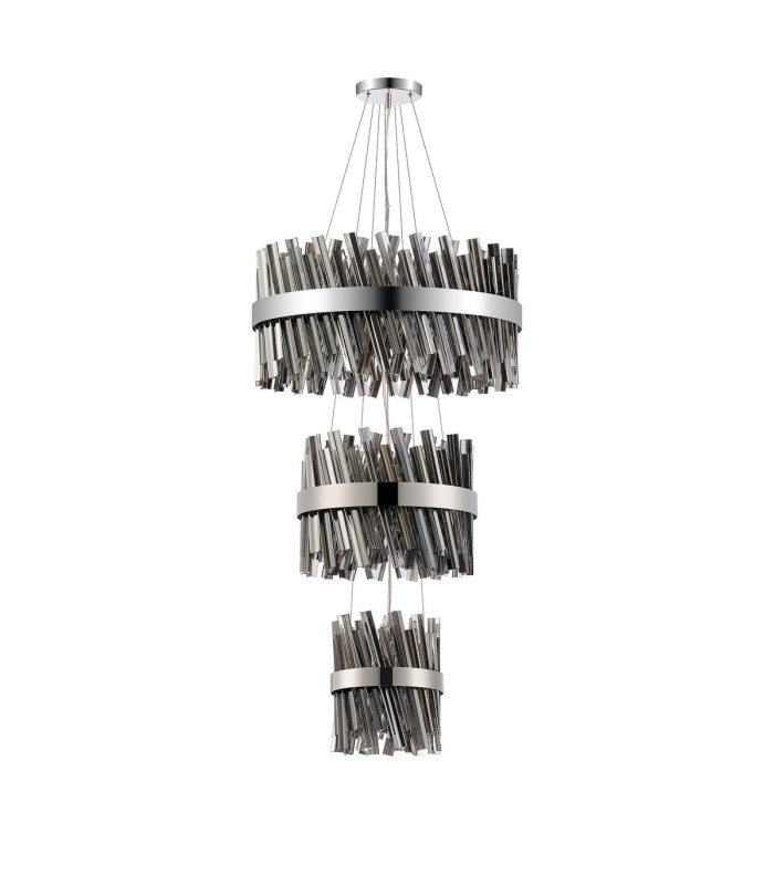 Lysander 3 Tier 25cm + 40cm + 60cm Pendant 6 + 10 + 18 Light G9 Polished Nickel/Smoke Item Weight: 34kg-4