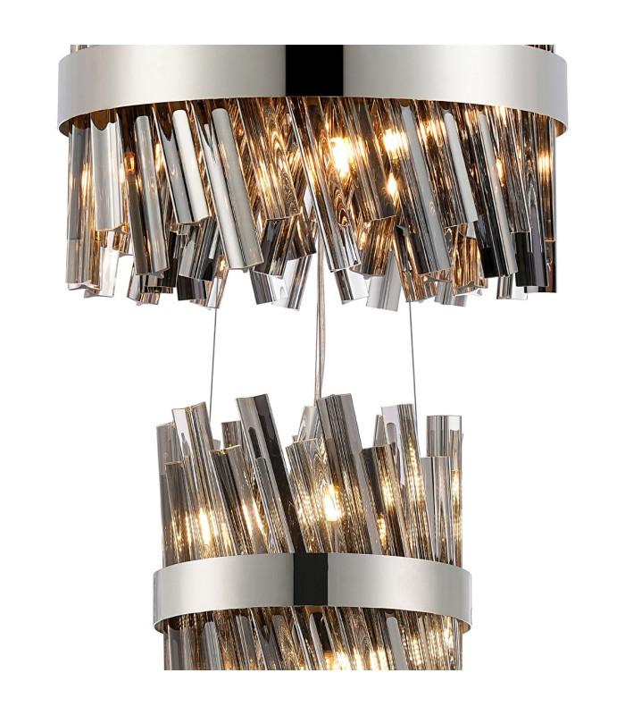 Lysander 3 Tier 25cm + 40cm + 60cm Pendant 6 + 10 + 18 Light G9 Polished Nickel/Smoke Item Weight: 34kg-6