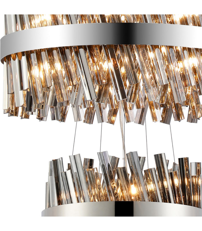 Lysander 3 Tier 25cm + 40cm + 60cm Pendant 6 + 10 + 18 Light G9 Polished Nickel/Smoke Item Weight: 34kg-8