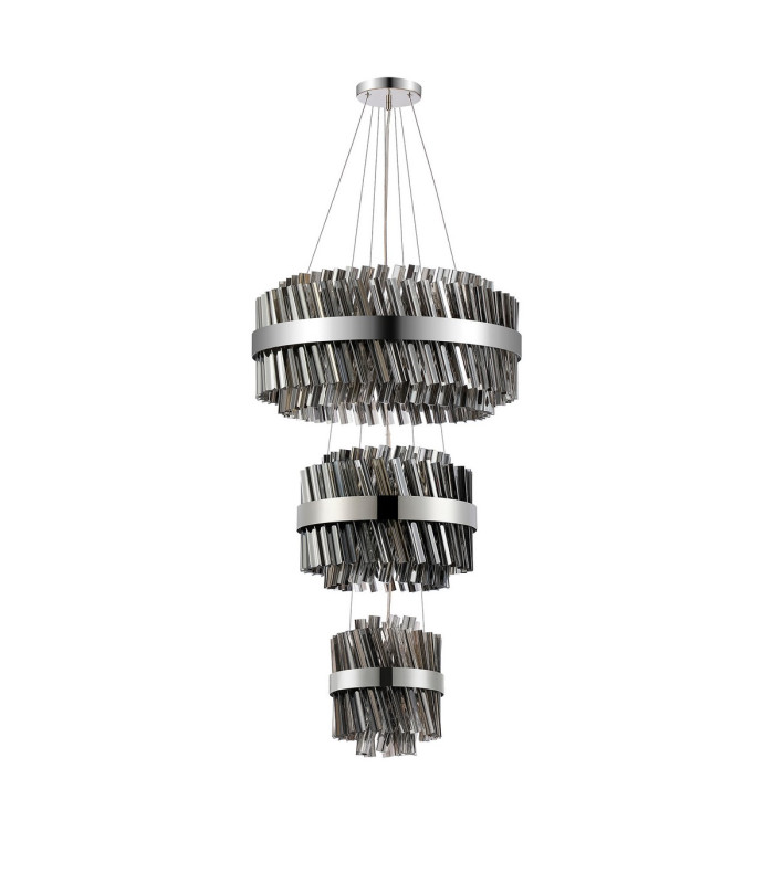 Lysander 3 Tier 25cm + 40cm + 60cm Pendant 6 + 10 + 18 Light G9 Polished Nickel/Smoke Item Weight: 34kg-9