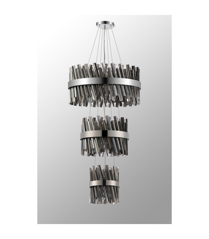 Lysander 3 Tier 25cm + 40cm + 60cm Pendant 6 + 10 + 18 Light G9 Polished Nickel/Smoke Item Weight: 34kg-10