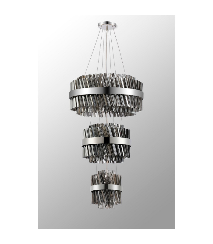 Lysander 3 Tier 25cm + 40cm + 60cm Pendant 6 + 10 + 18 Light G9 Polished Nickel/Smoke Item Weight: 34kg-12